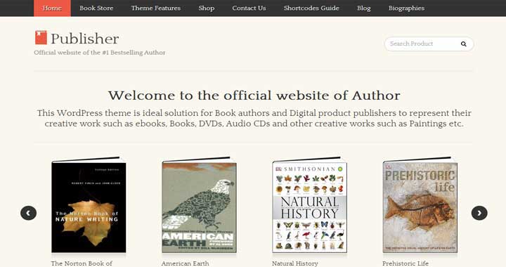 Publisher online bookstore website template