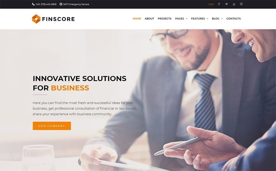 Corporate consulting services homepage from an Elementor WordPress theme demo