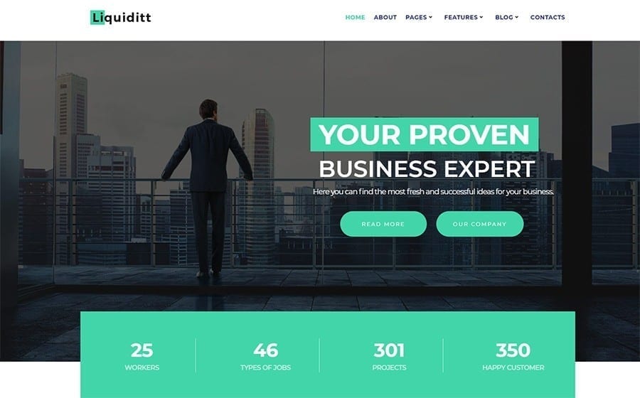 Consulting agency website layout featured in an Elementor WordPress theme demo