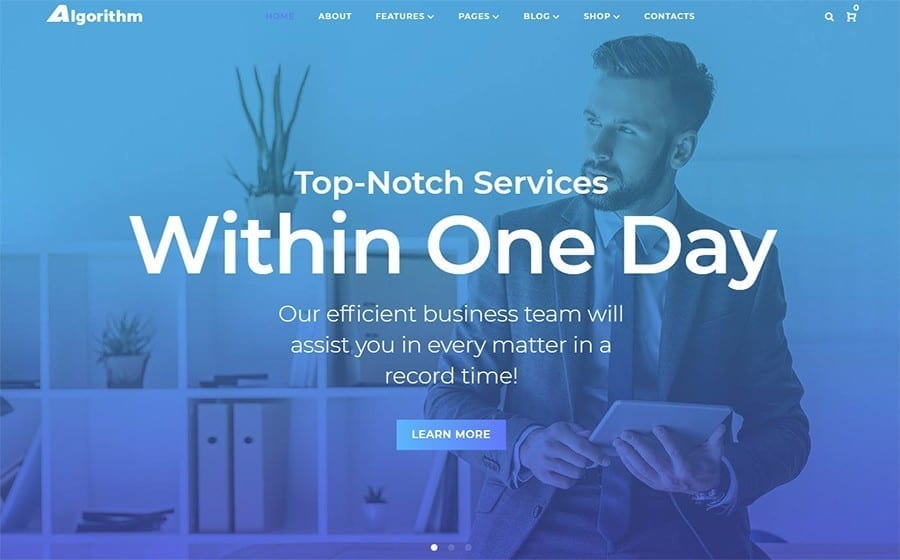Modern consultant website homepage displayed in an Elementor WordPress theme