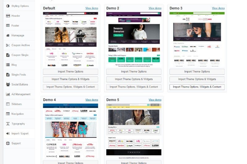 Coupon import export demos