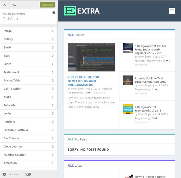Extra Module Customizer