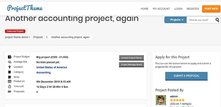 Sitemile Project Bidding WordPress Theme Review