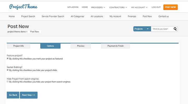 Project Bidding WordPress Theme Review