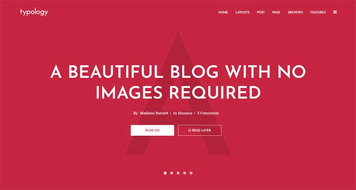 Typology - Text Based Minimal WordPress Blog Theme