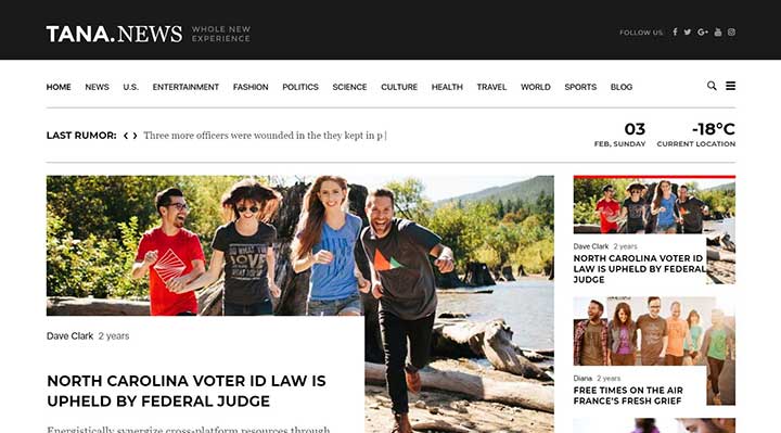 Tana Multipurpose Magazine Theme