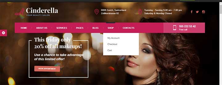 Cinderella Beauty, Hair and Spa Salon WordPress Theme