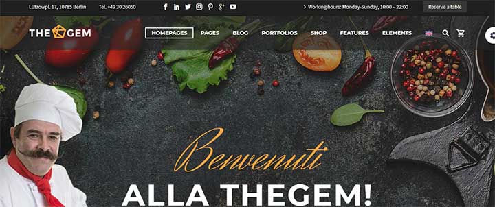 TheGem demo for restaurants
