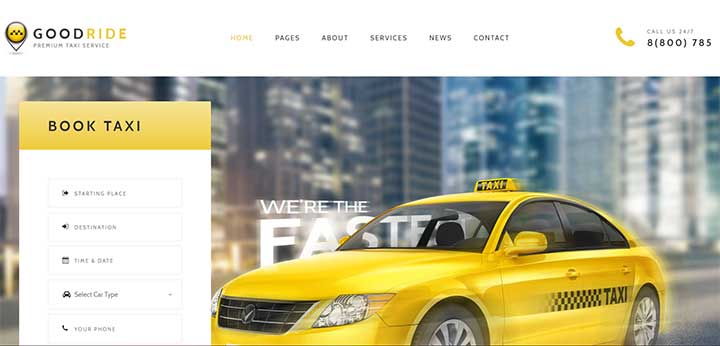 Taxi Company, Cab Service WordPress Theme