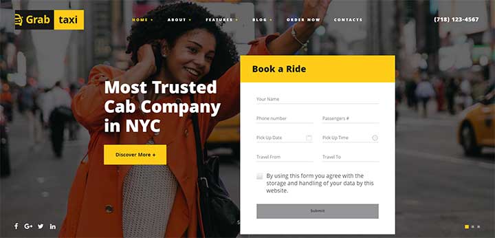 Online Taxi Service WordPress Theme