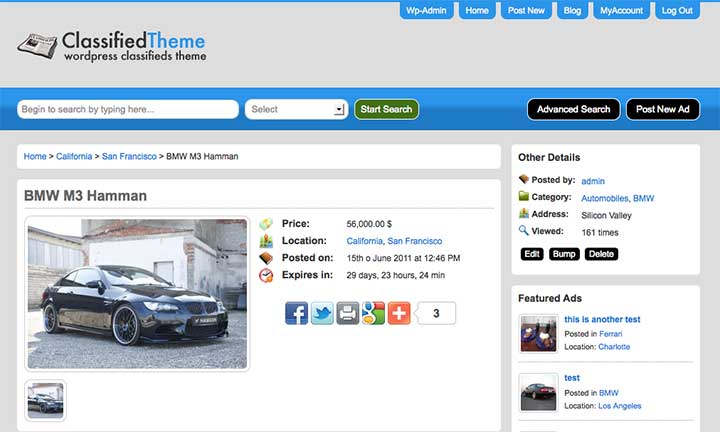 classifieds wordpress site