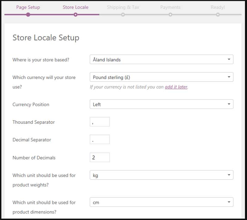 WooCommerce Store Locale setup