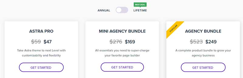 Astra Theme Pricing